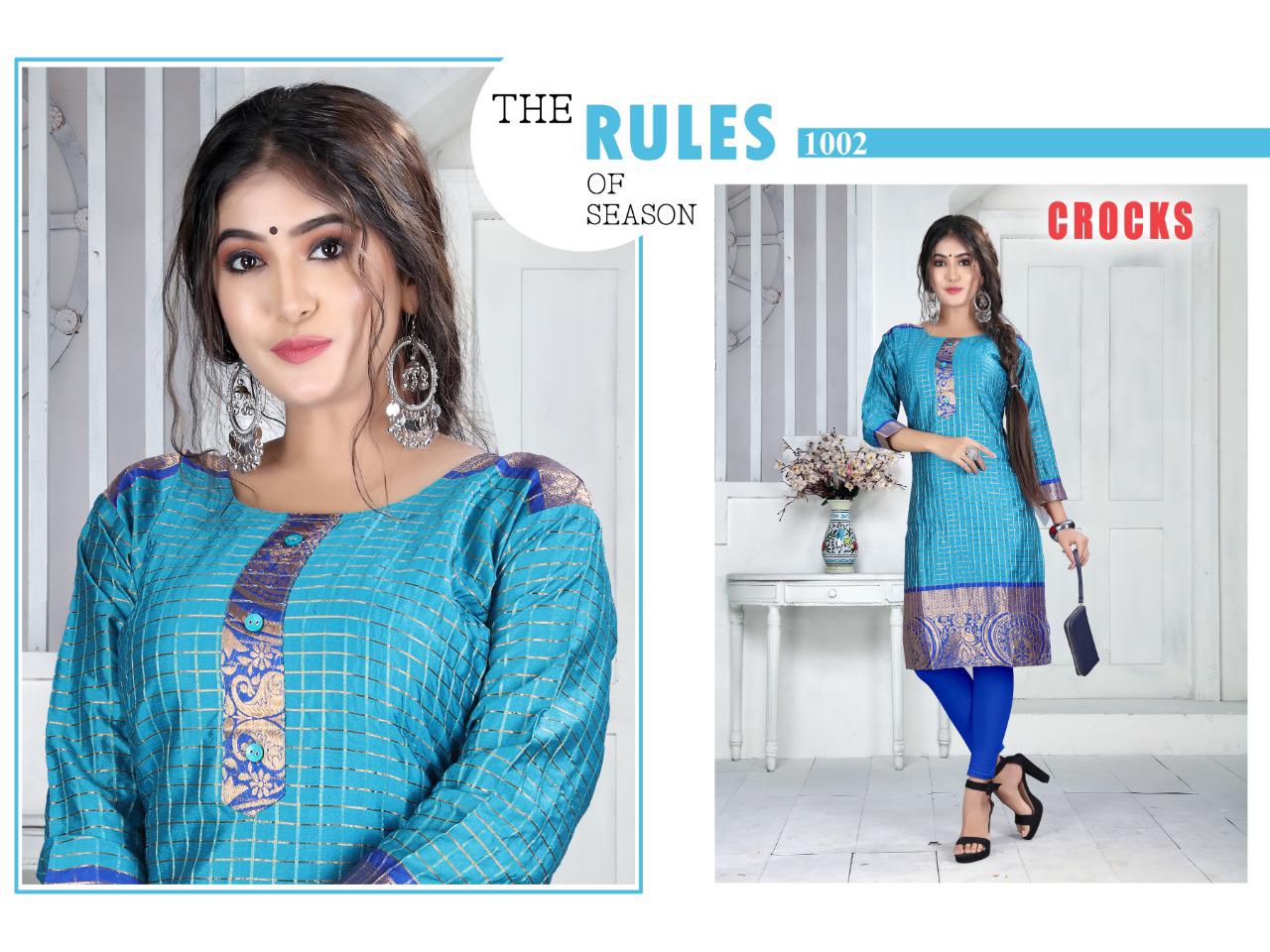 Trendy Crocks Latest Fancy Regular Wear Straight Designer Fancy Fabric Kurtis Collection